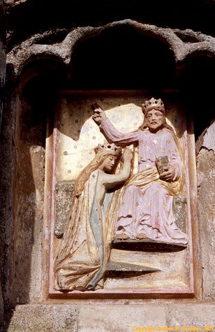 A restored copy of the mediaeval alabaster 'The Coronation of Our Lady'. Click here to return to the thumbnail